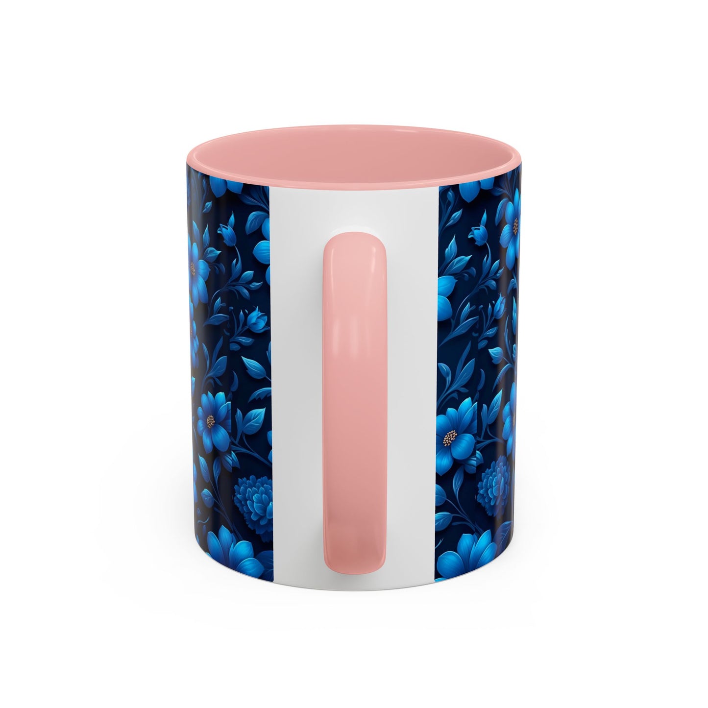 Floral Accent Coffee Mug, Blue Flower Mug, Ceramic Coffee Cup, Gift for Her, Nature-Themed Drinkware, Floral Home Decor, Unique Mug