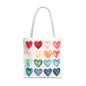 Watercolor Rainbow Hearts Tote Bag — Colorful Heart Pattern Beach & Market Tote