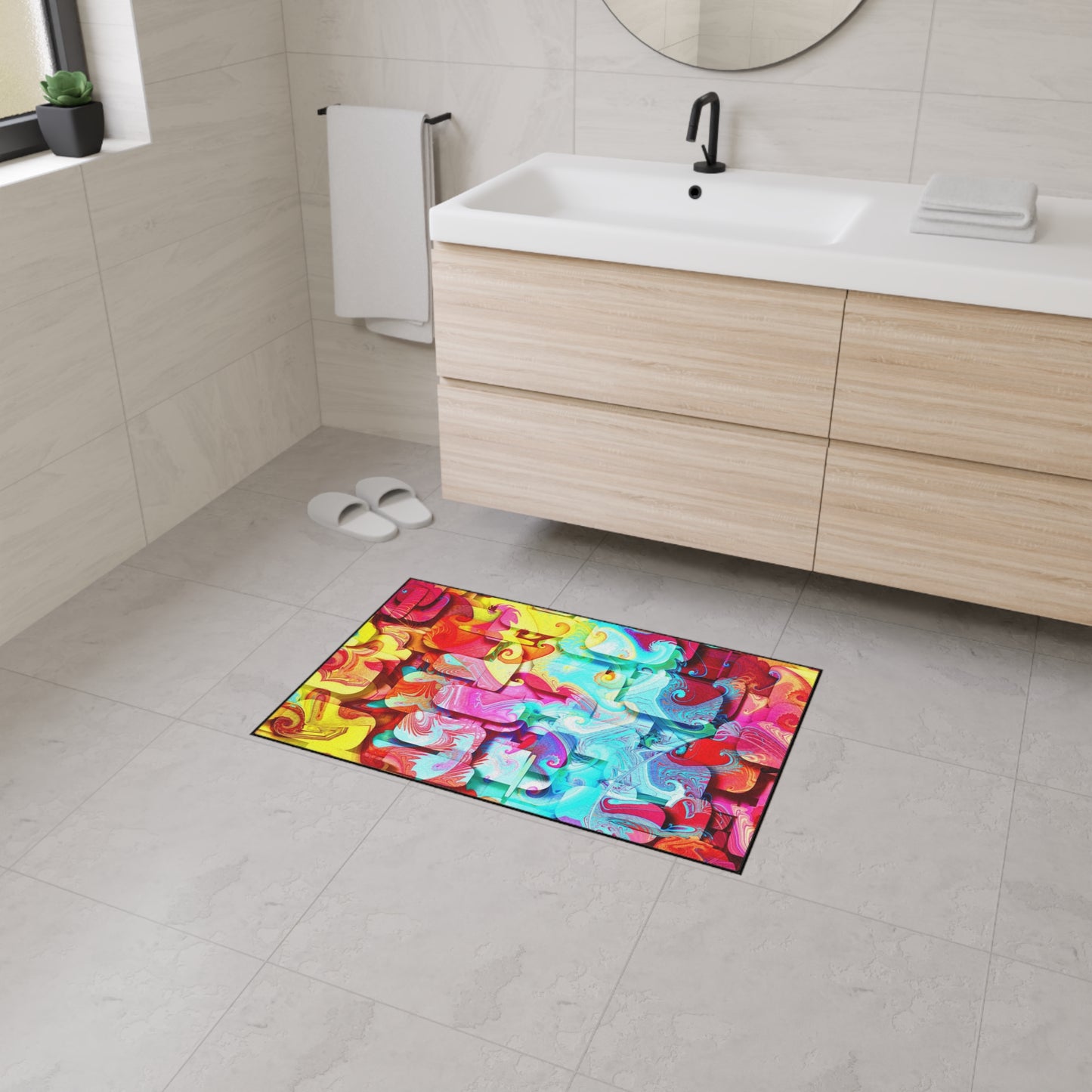 Abstract Color Splash Floor Mat — Heavy Duty Non‑Slip Door Rug