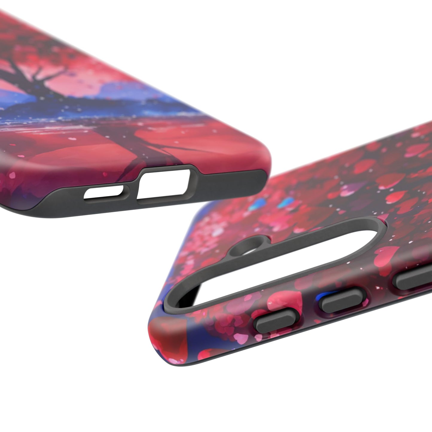 Heart Tree Phone Case — Romantic Red & Blue Protective Tough Case