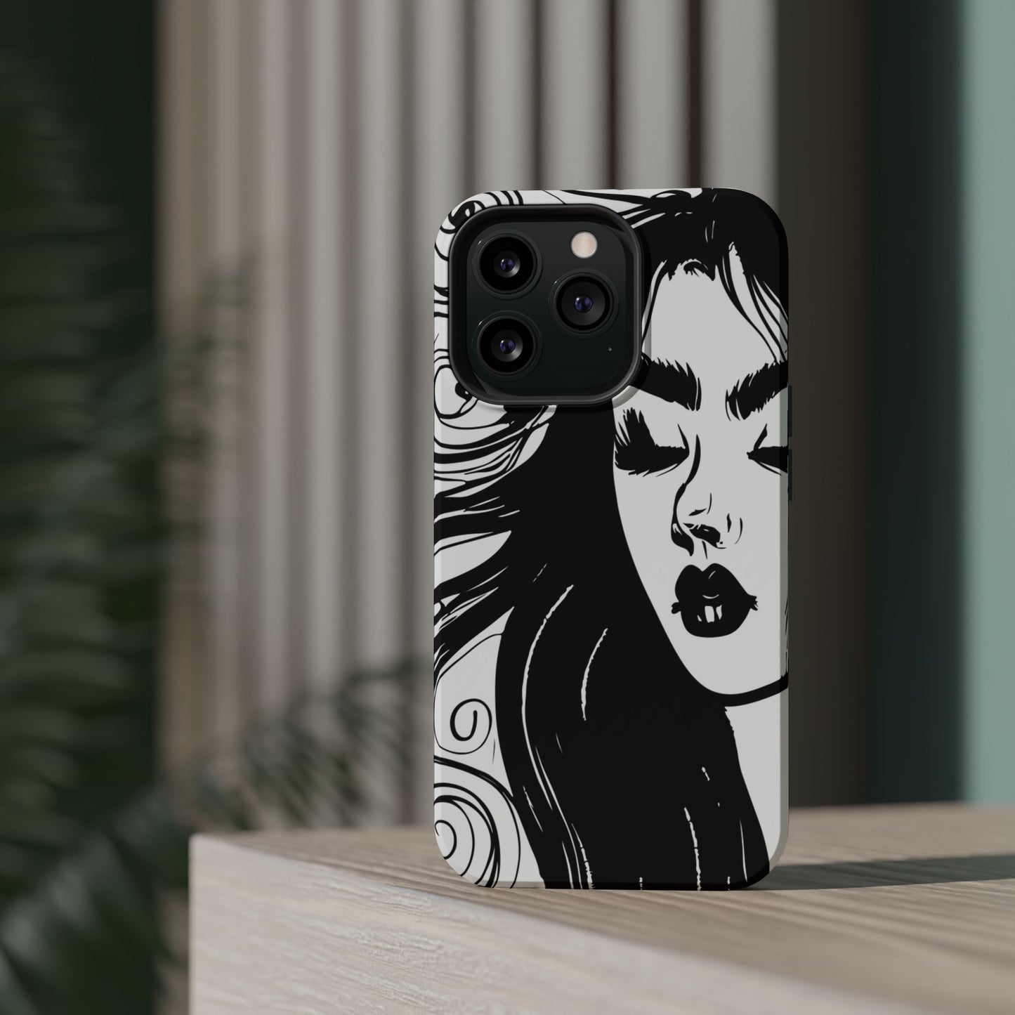Artistic Black & White Portrait Phone Case — Magnetic Impact-Resistant