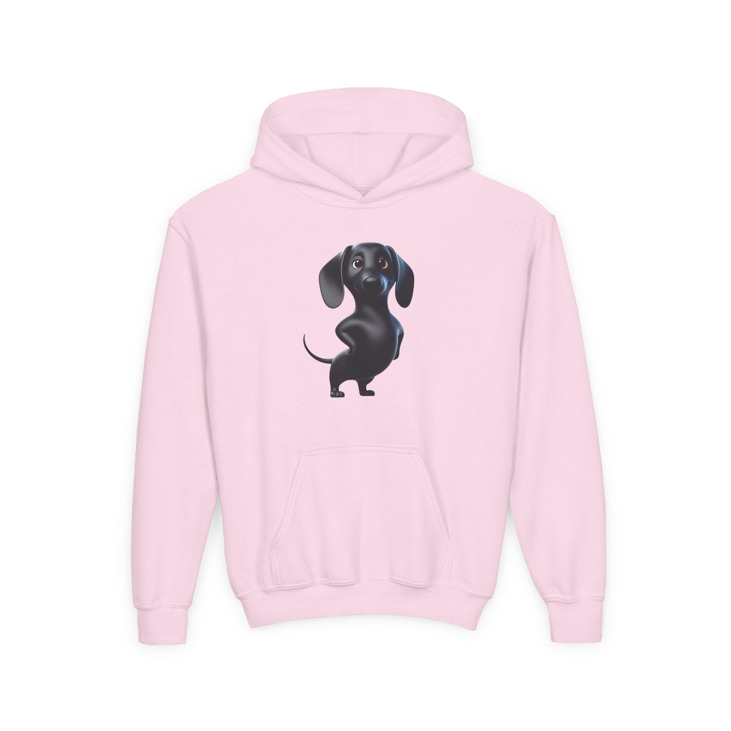 Youth Hoodie — Cute Black Dachshund Graphic