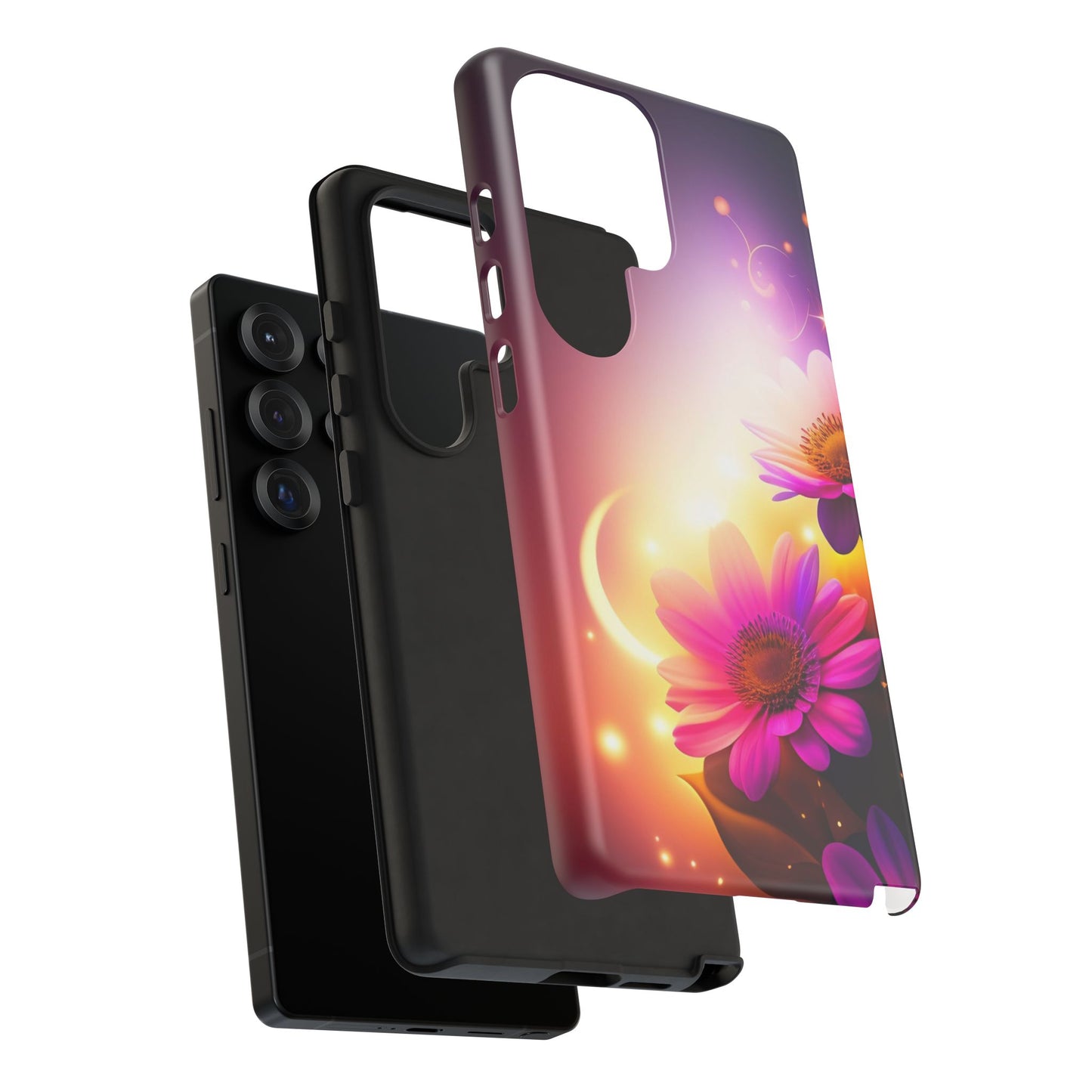 Floral Moonlight Phone Case – Purple Daisy Protective Cover