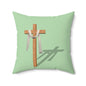 Inspirational Cross Pillow | Spun Polyester Square Cushion | Home Decor, Faith-Based Gift, Easter, Christian Art, Living Room Accent