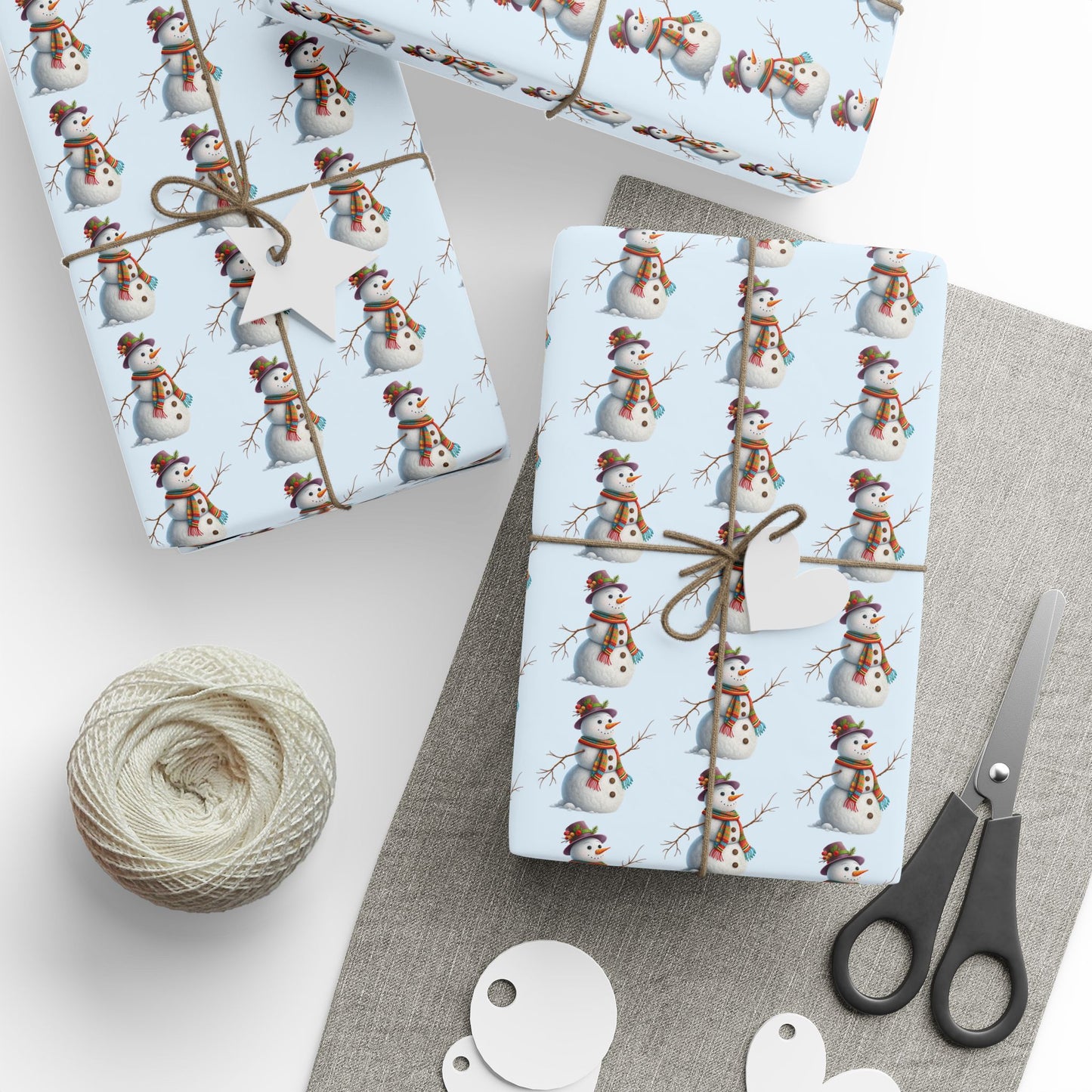 Snowman Pattern Wrapping Paper Roll — Festive Holiday Gift Wrap