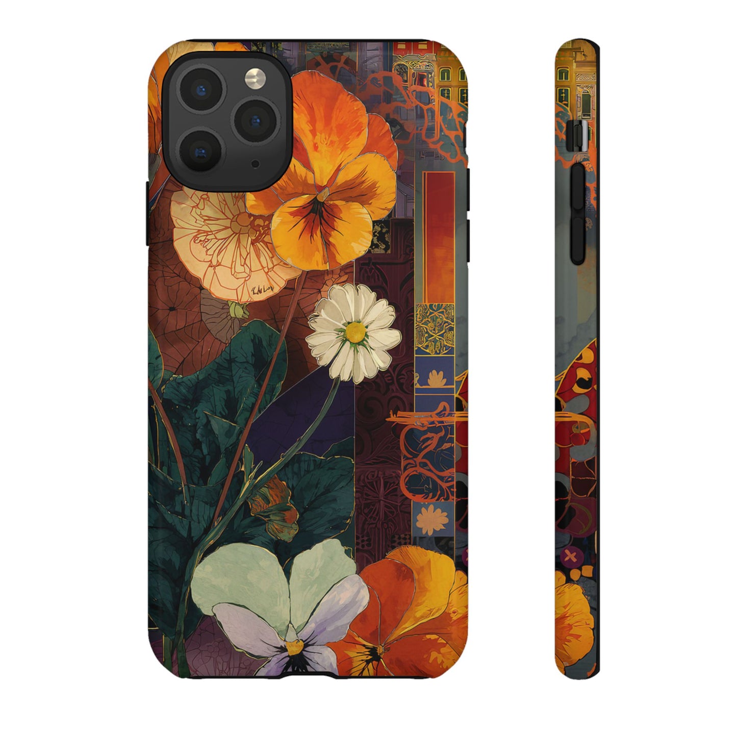 Floral Pansy Tough Phone Case — Vintage Botanical Protection