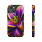 Floral Neon Tough Phone Case — Vivid Purple & Orange Lily Protective Cover