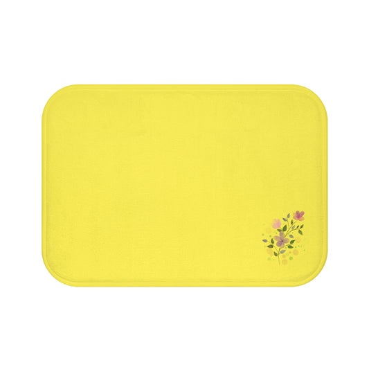 Bright Yellow Floral Bath Mat - Cozy Bathroom Decor, Non-Slip Area Rug, Spring Vibes, Gift for Home, Mother's Day, Summer