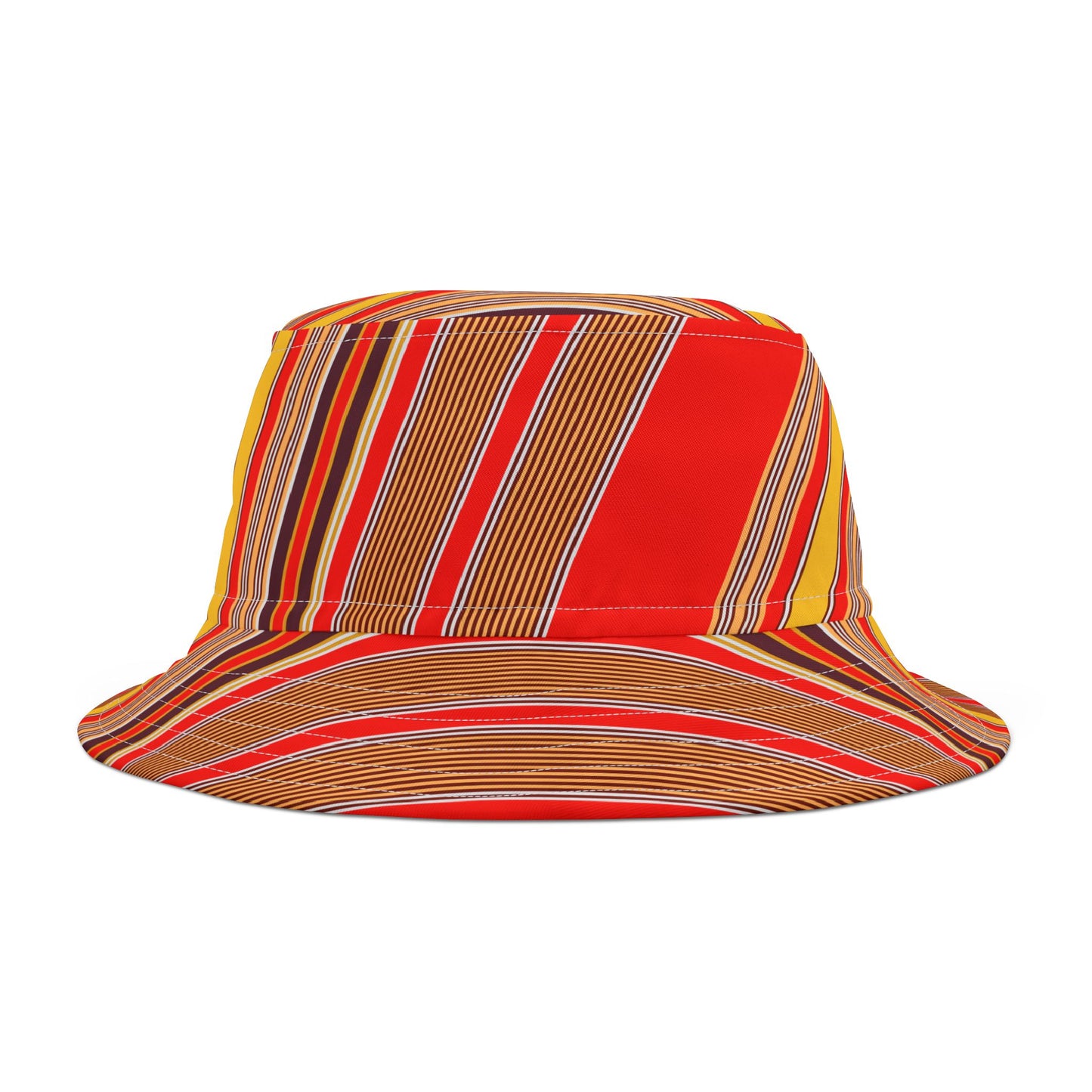Red Stripe Pattern Bucket Hat — Vibrant Summer Sun Hat