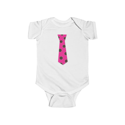 Pink Polka Dot Tie Baby Bodysuit, Cute Infant Outfit, Newborn Gift