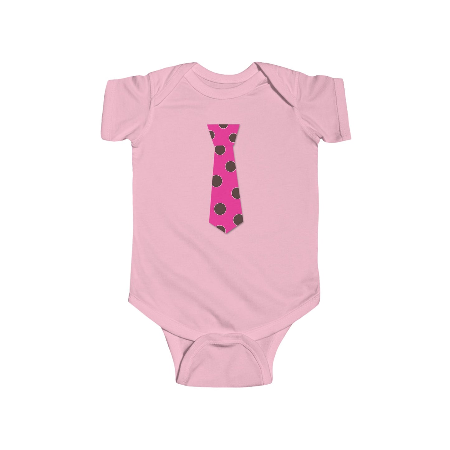 Pink Polka Dot Tie Baby Bodysuit, Cute Infant Outfit, Newborn Gift