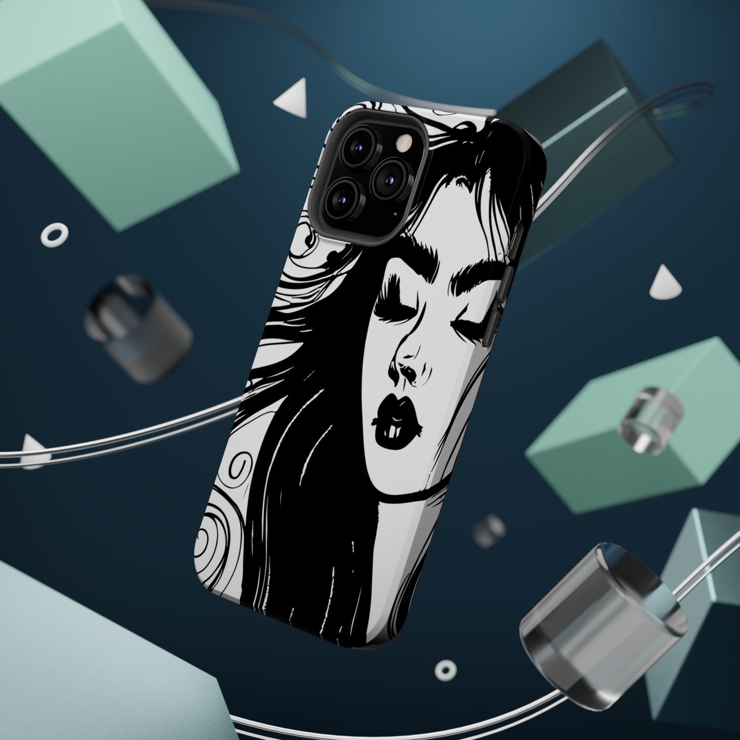 Artistic Black & White Portrait Phone Case — Magnetic Impact-Resistant