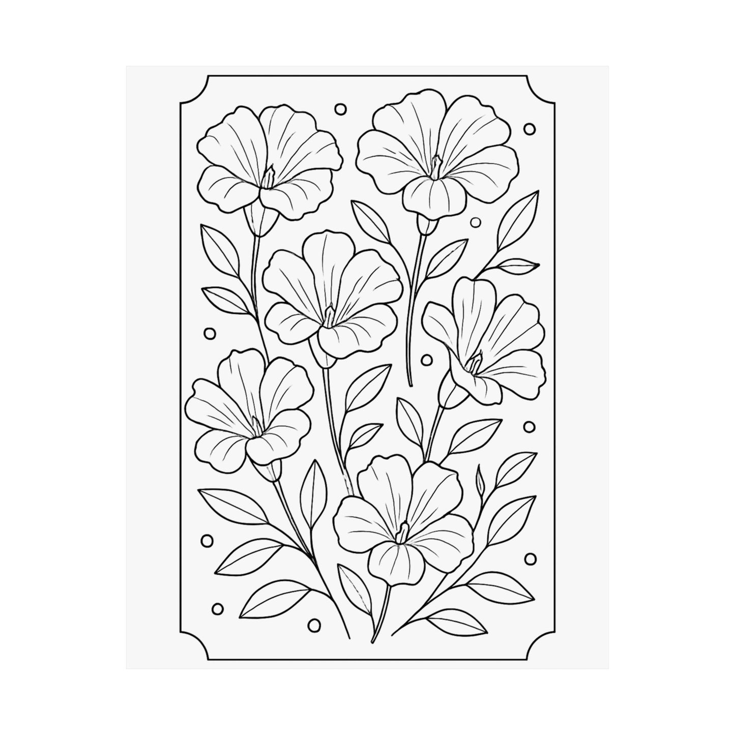 Botanical Line Art Poster — Matte Vertical Floral Wall Art - DIY