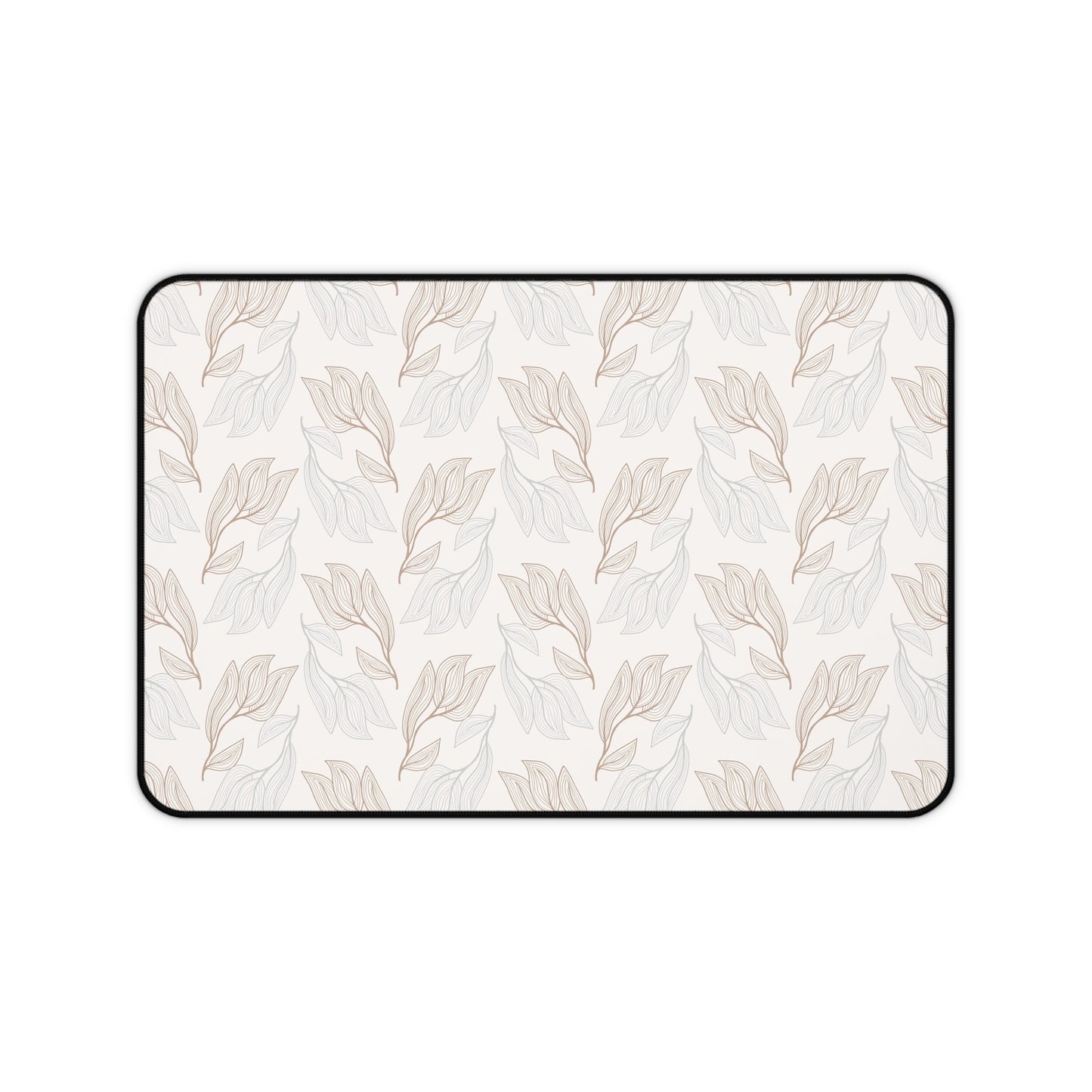 Desk Mat — Neutral Leaf Pattern Desk Mat (Beige Minimal Botanical Mousepad)