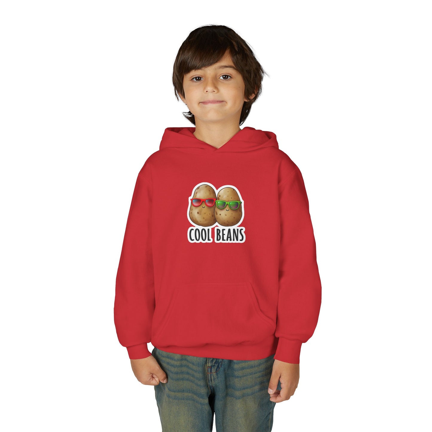 Youth 'Cool Beans' Hoodie – Cute Kids Graphic Sweatshirt with Sunglasses Potato Design