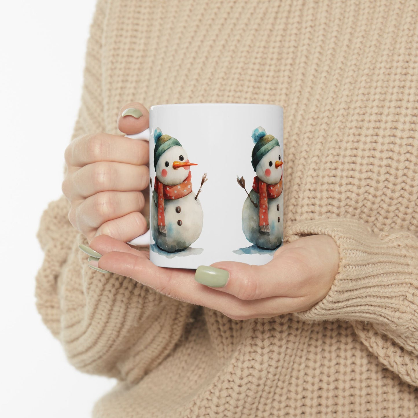 Whimsical Snowman Ceramic Mug, Holiday Gift, Winter Decor, Hot Cocoa Mug, Christmas Present, Cozy Kitchen Accessory