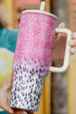 Pink Leopard Gradient 40oz Stainless Steel Thermos Travel Cup