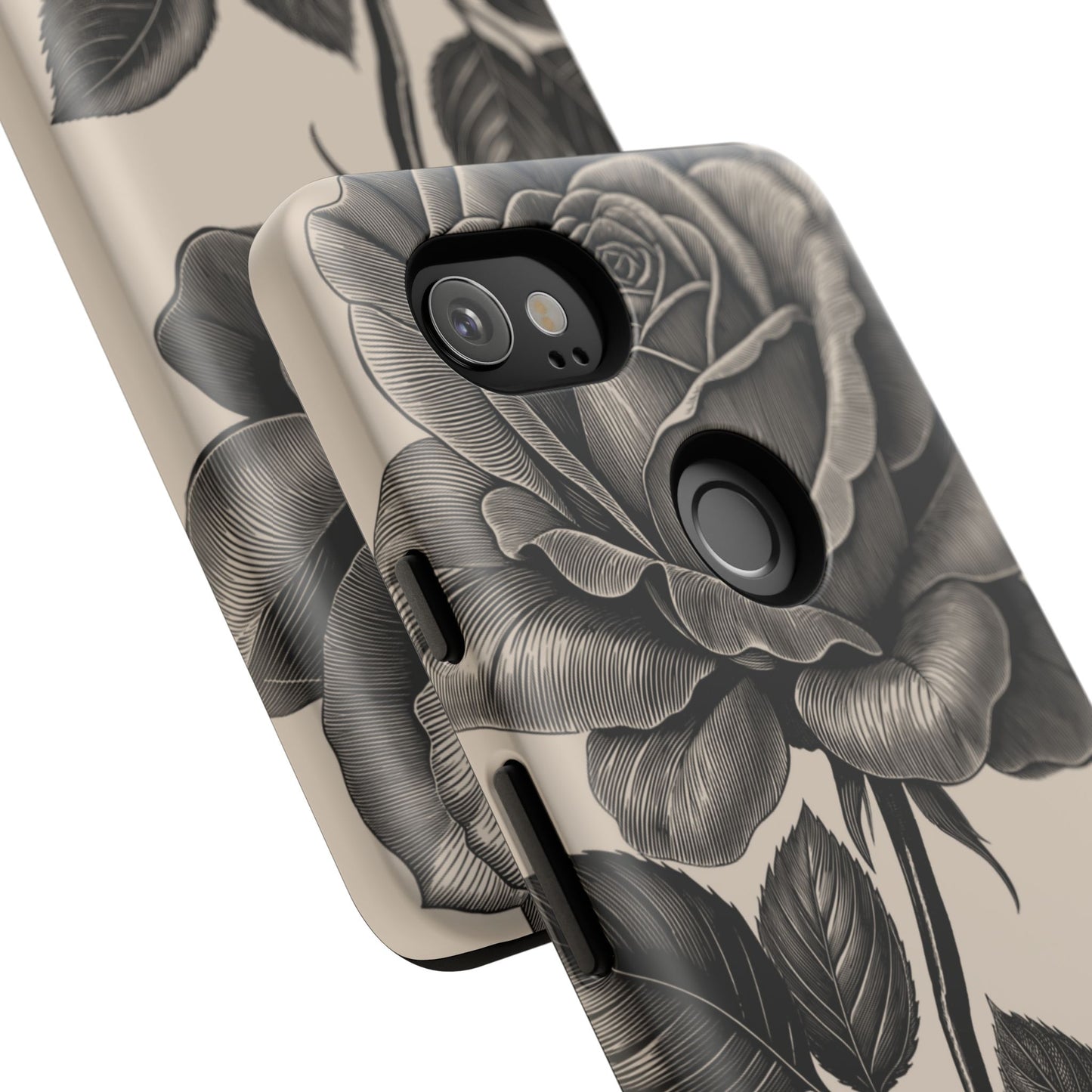 Black Rose Phone Case, Tough Cases with Floral Design, Elegant Tech Accessory, Gift for Flower Lovers, Stylish Protection