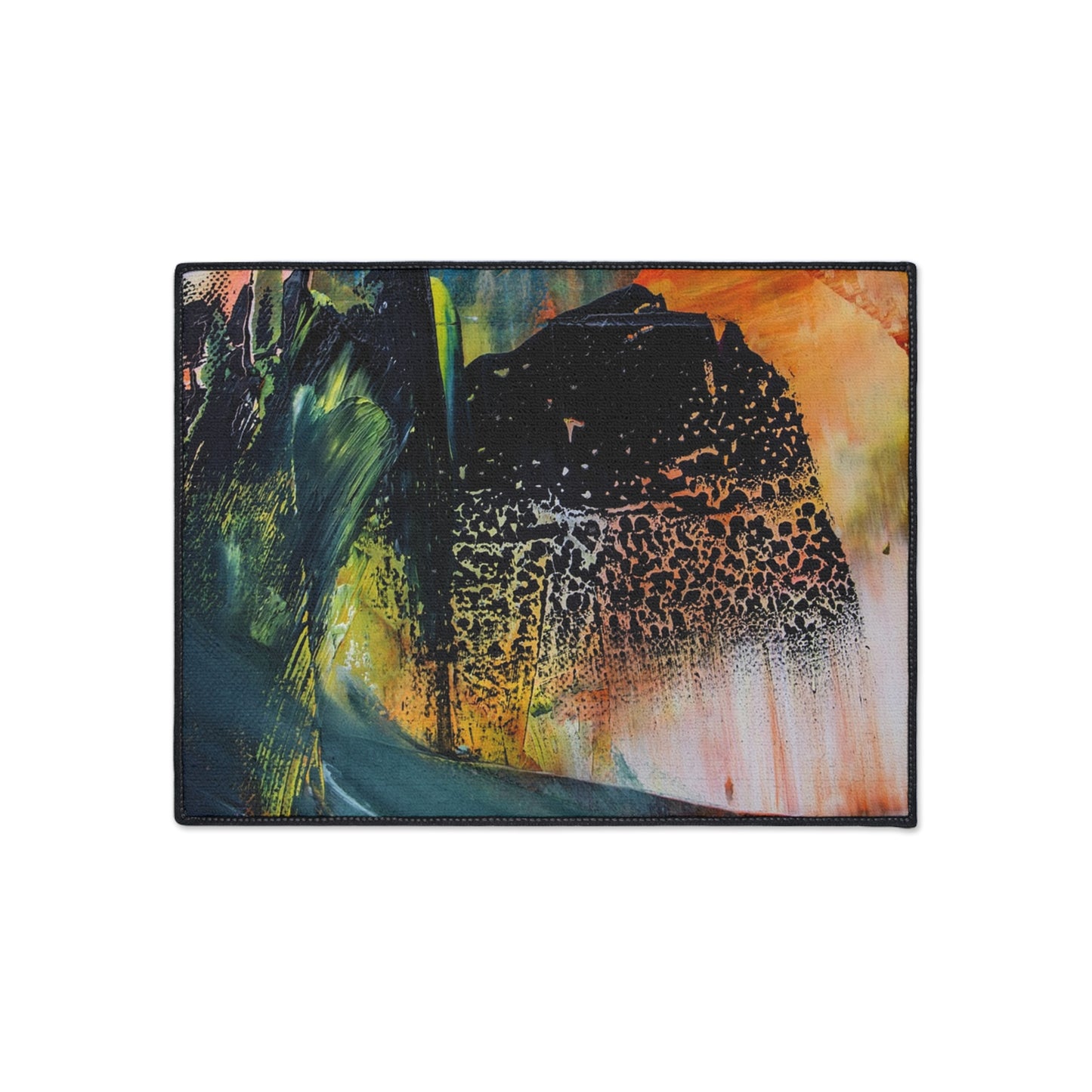 Abstract Art Heavy-Duty Floor Mat — Vibrant Brushstroke Entry Rug