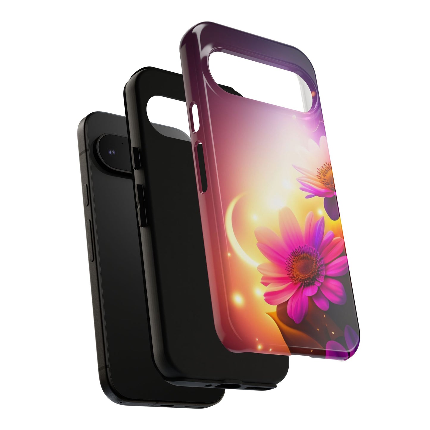 Floral Moonlight Phone Case – Purple Daisy Protective Cover