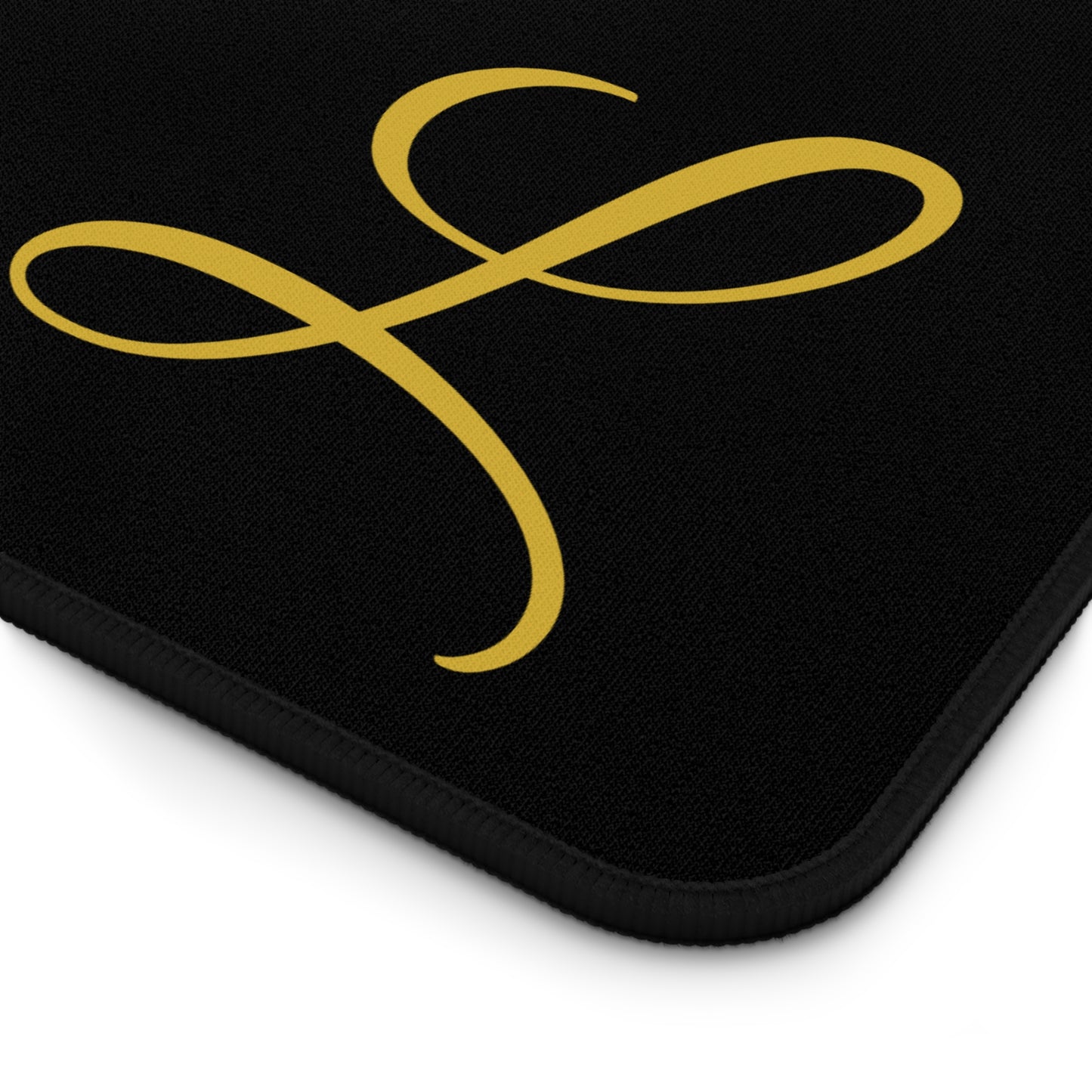 Elegant Monogram Desk Mat — Black Desk Pad with Gold “L” Accent
