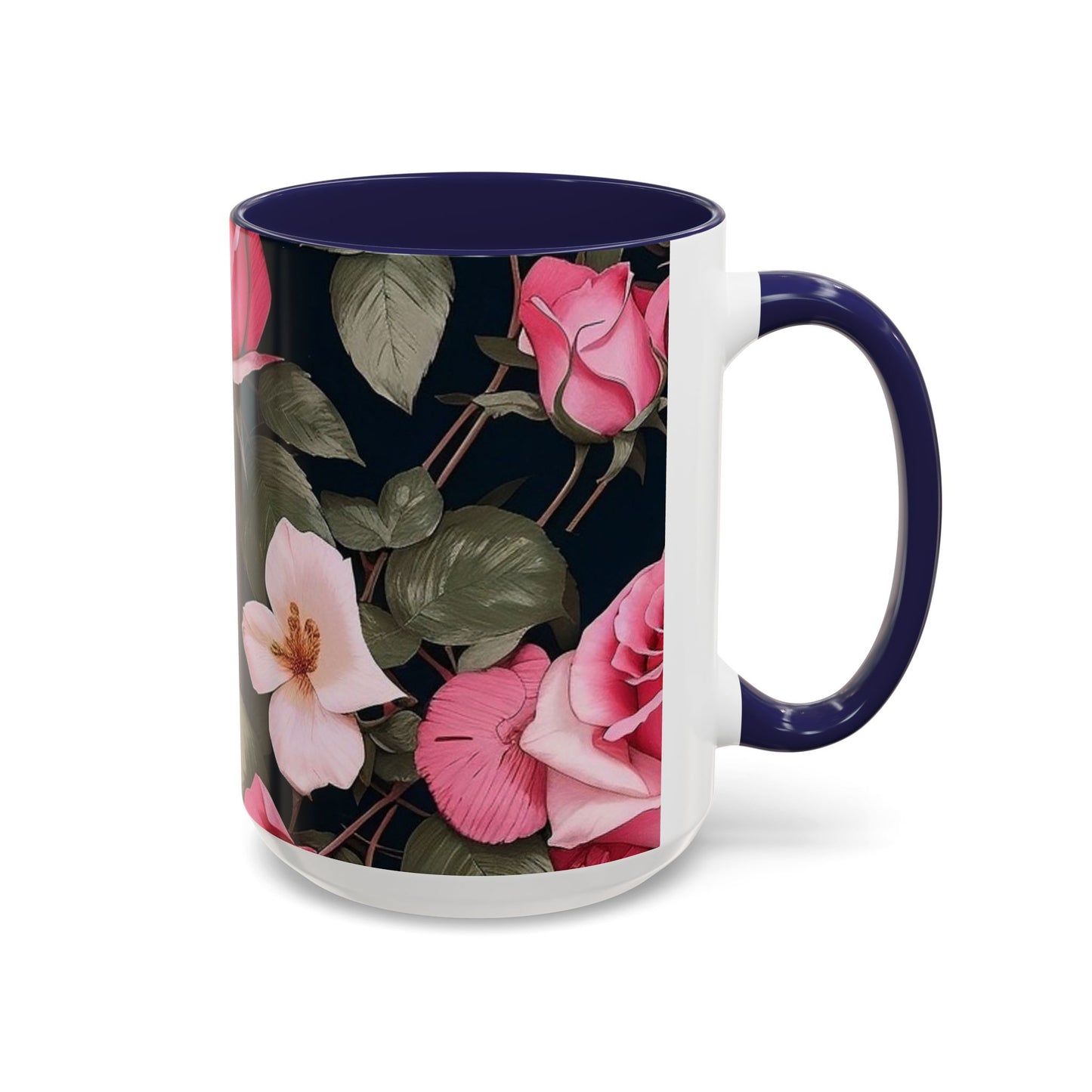Floral Accent Coffee Mug, Gift for Her, Cute Floral Mug, Spring Decor, Coffee Lover Gift