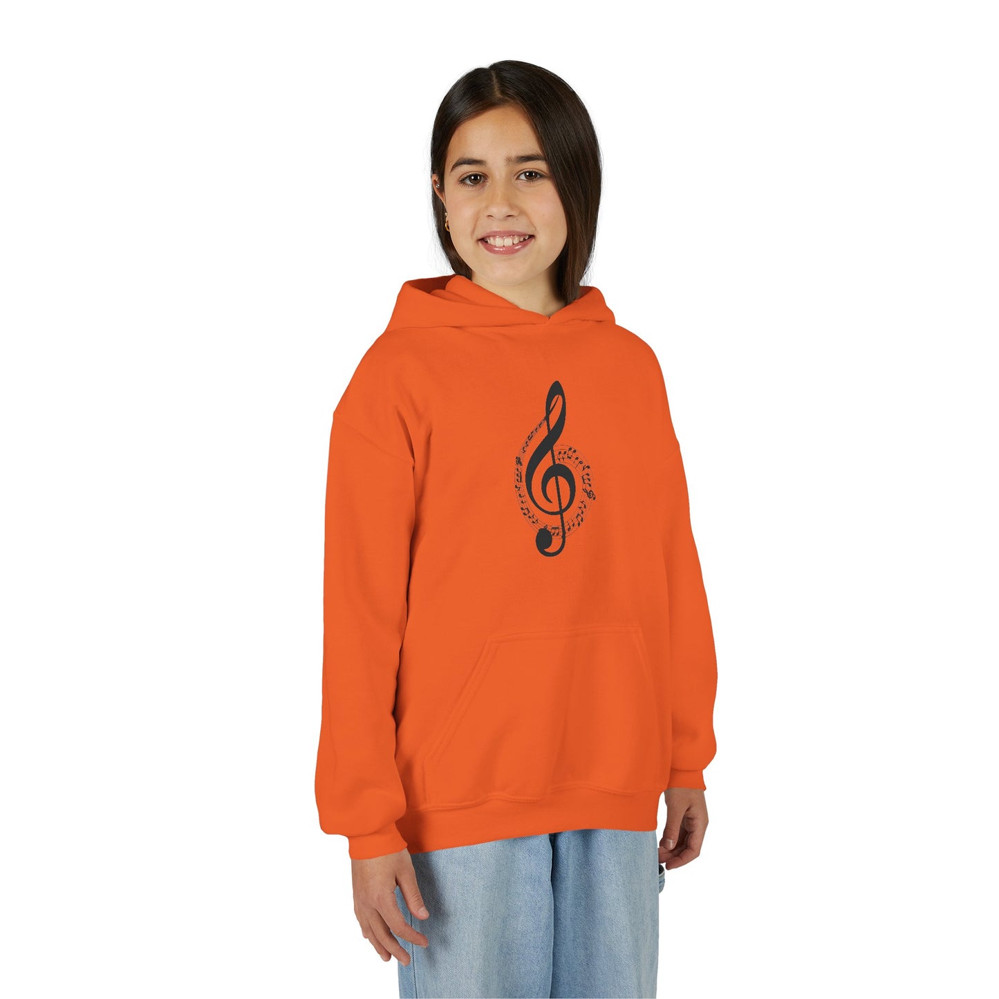 Youth Music Treble Clef Hoodie – Cute Musical Notes Kids Sweatshirt