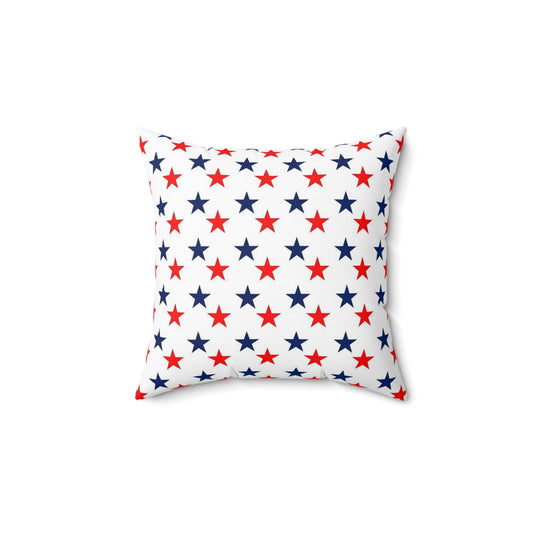 Spun Polyester Square Pillow stars red white and blue