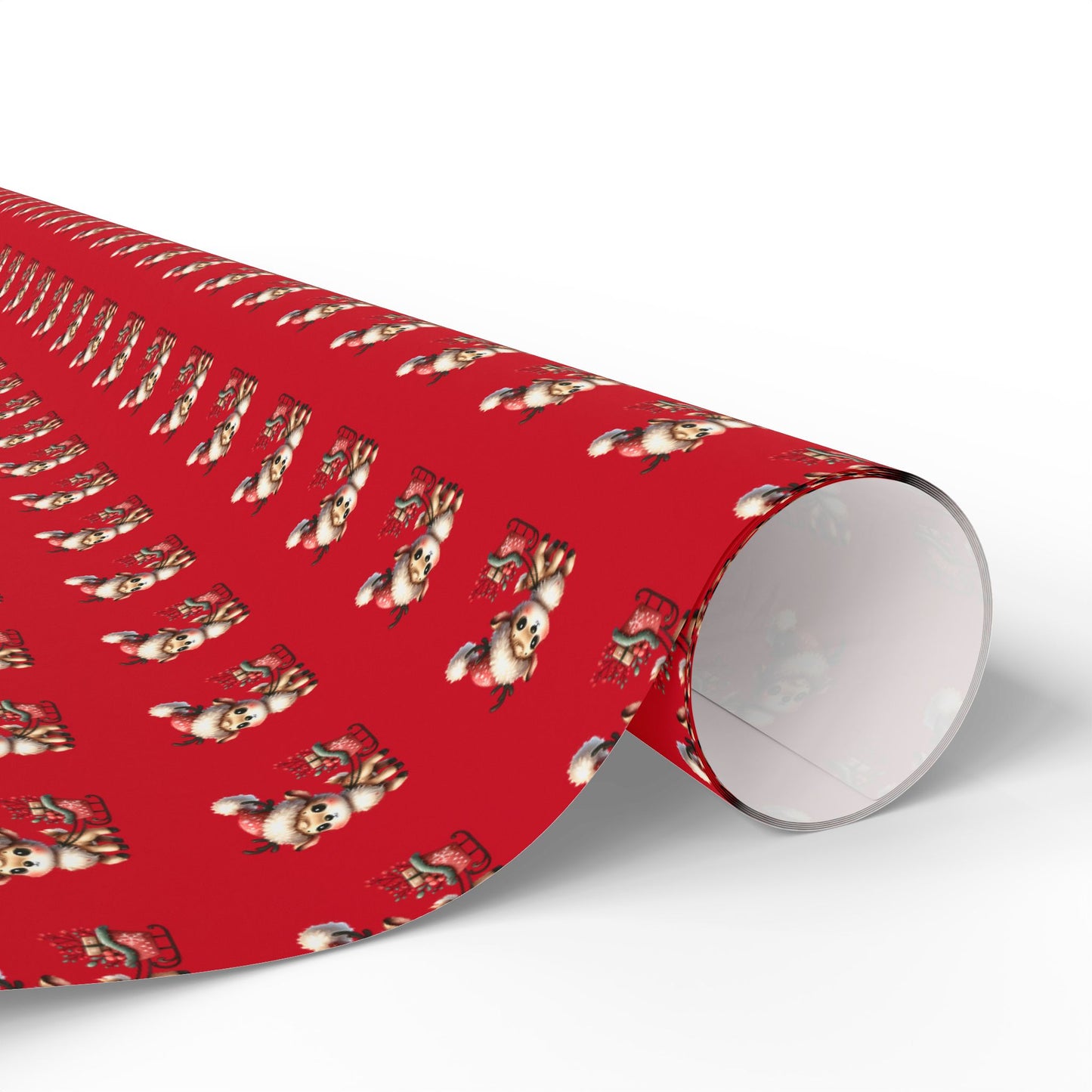 Christmas Dog Pattern Wrapping Paper – Red Holiday Gift Wrap with Cute Puppies