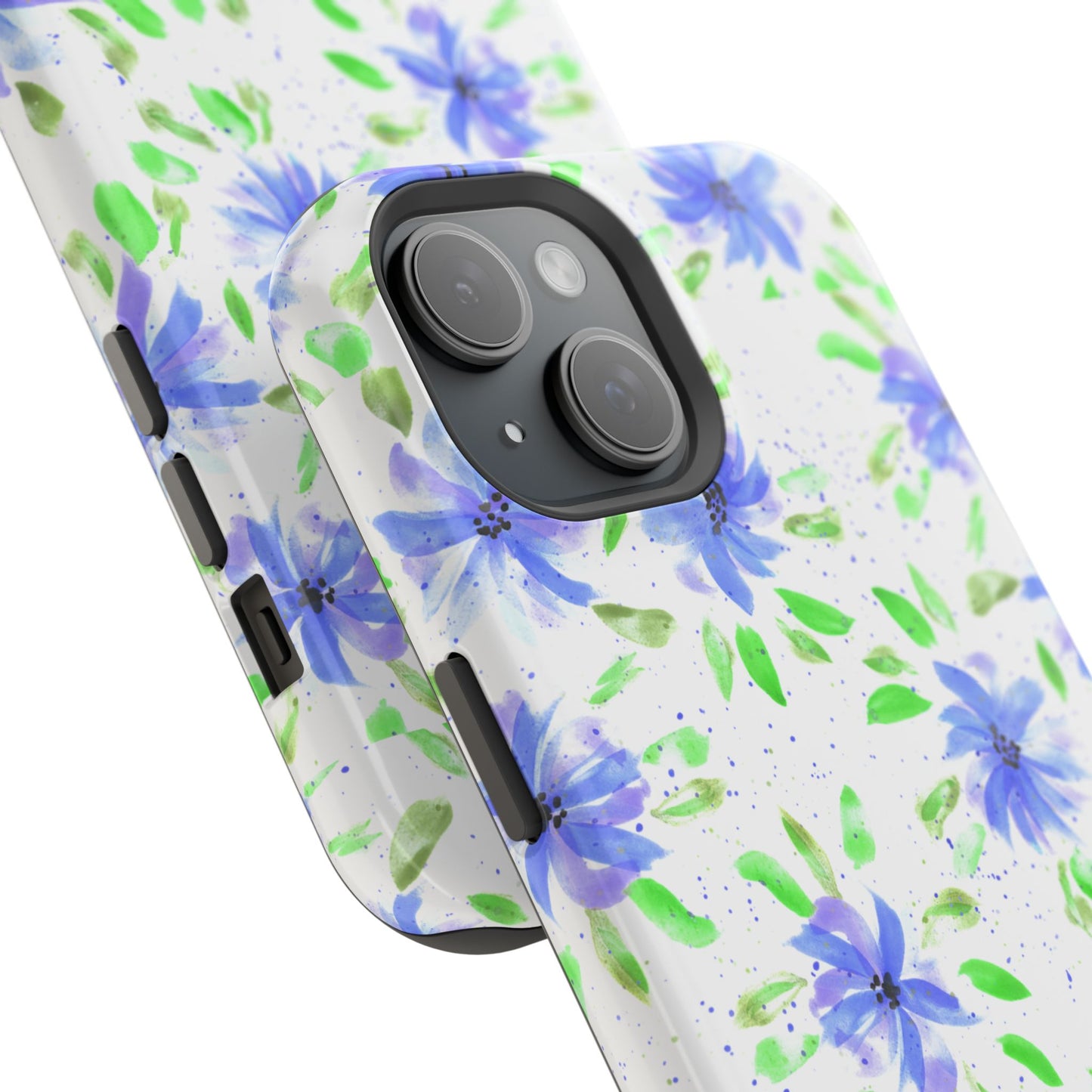 Floral Blue Watercolor Phone Case — Magnetic Impact-Resistant