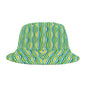 Green Wave Pattern Bucket Hat — Retro Groovy Summer Sun Hat