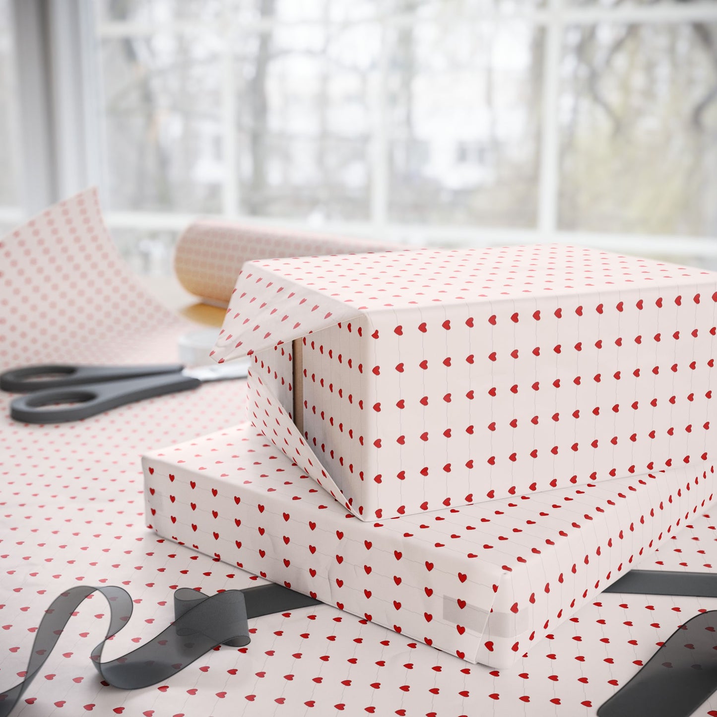 Wrapping Paper — Minimal Red Petal Pattern Gift Wrap (Valentine’s, Birthday, Romantic)