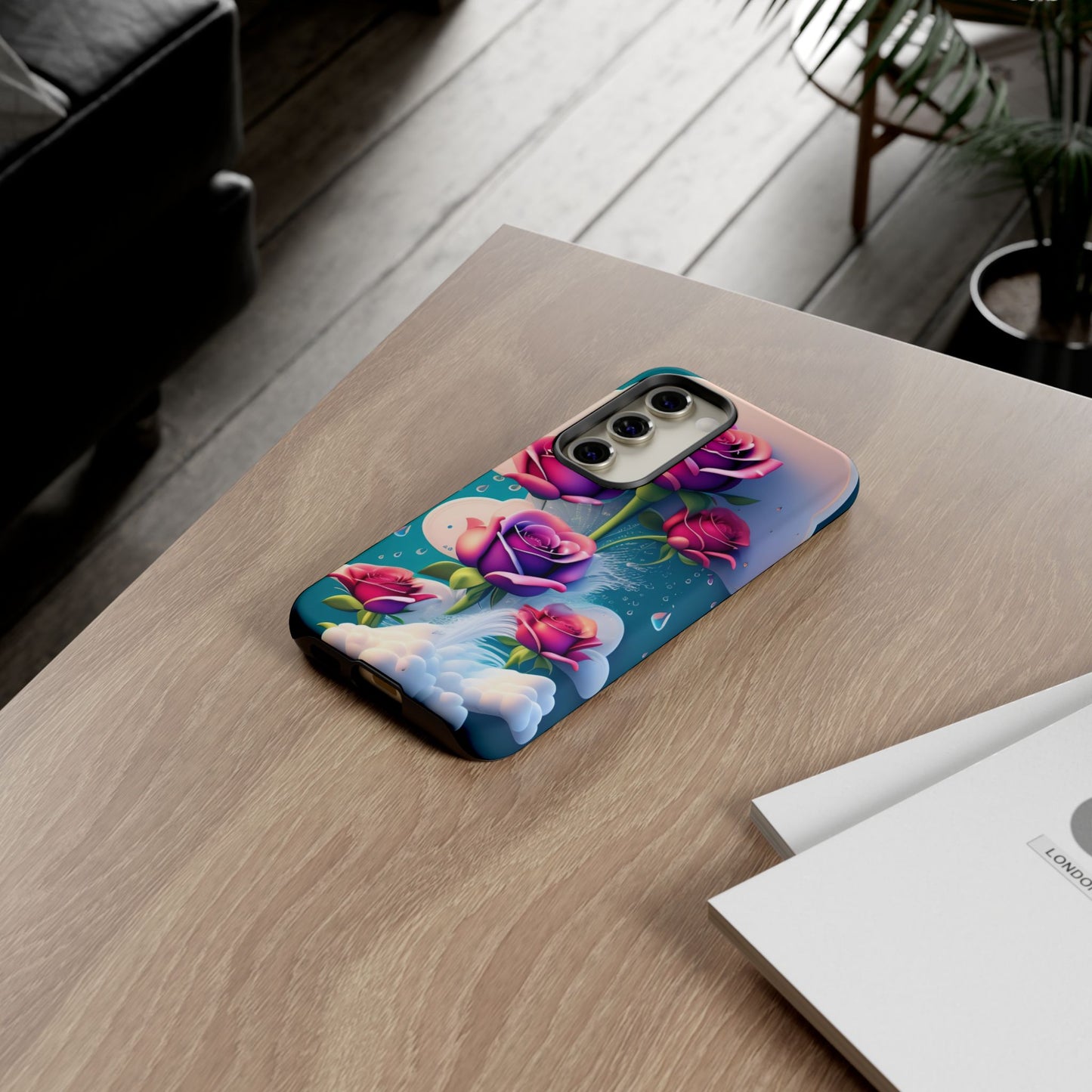 Floral Dream Tough Phone Case — Rose Bouquet Clouds Design