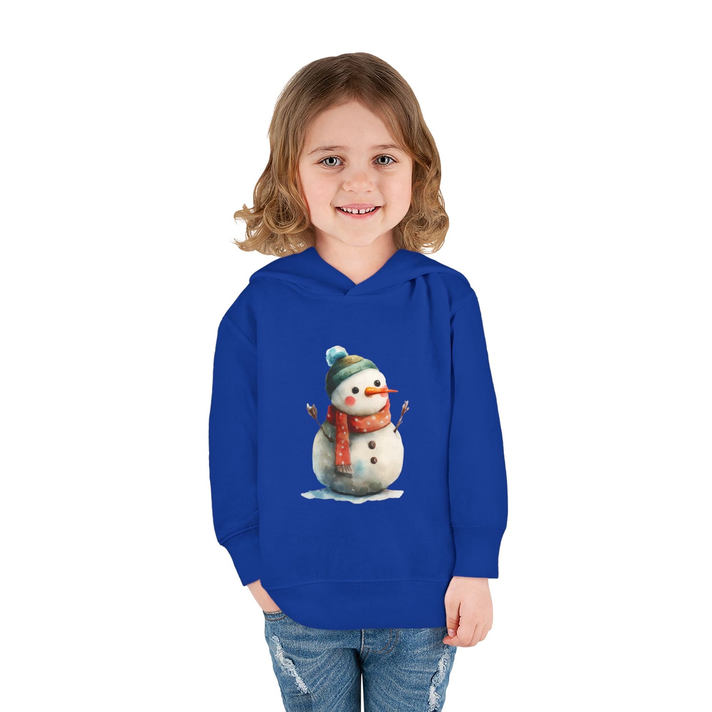 Cozy Snowman Toddler Pullover Fleece Hoodie - Winter Apparel, Cute Gift for Kids, Holiday Wear, Soft Hoodie for Toddlers, Christmas Outfit