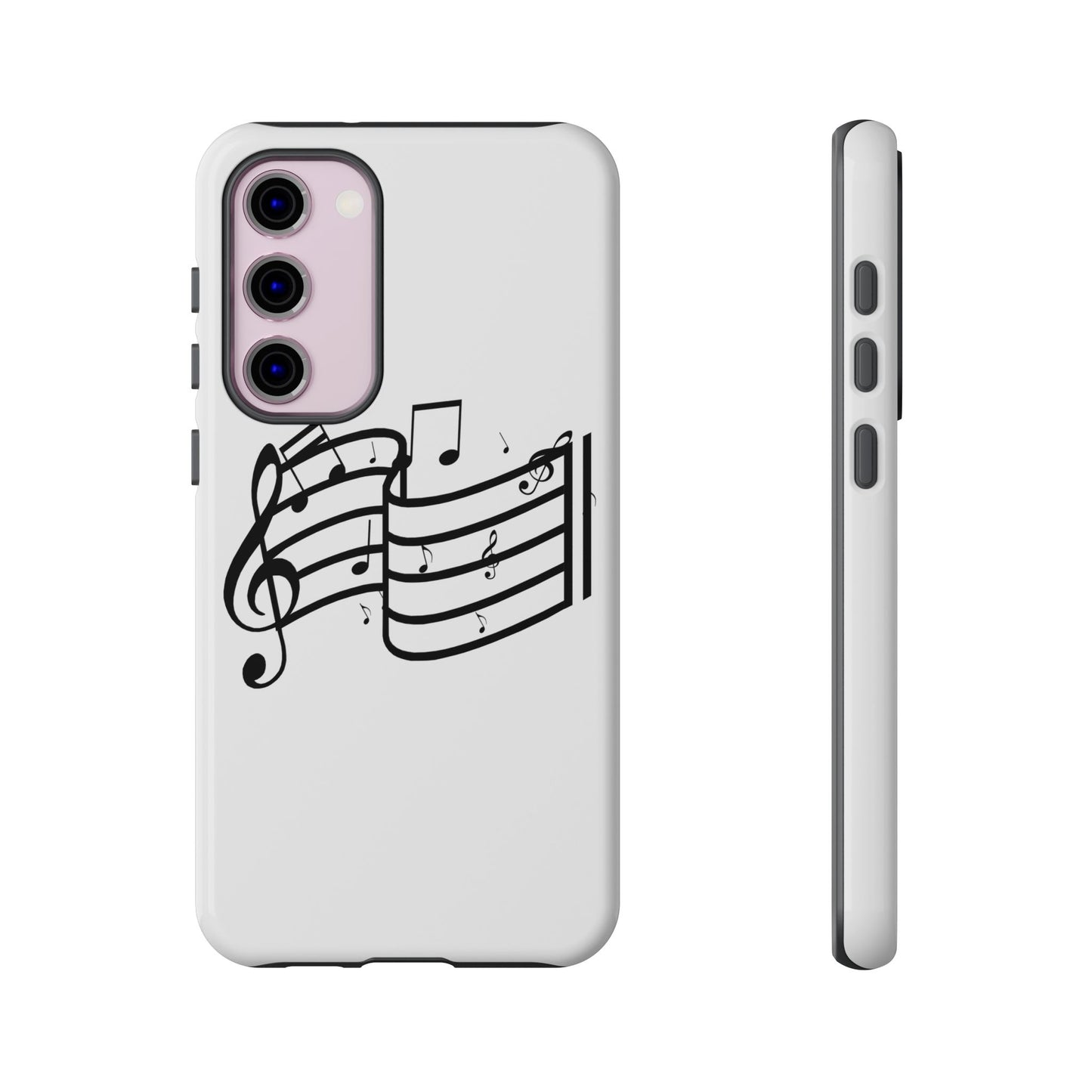 Musical Notes Phone Case — Black Treble Clef Music Staff Tough Case