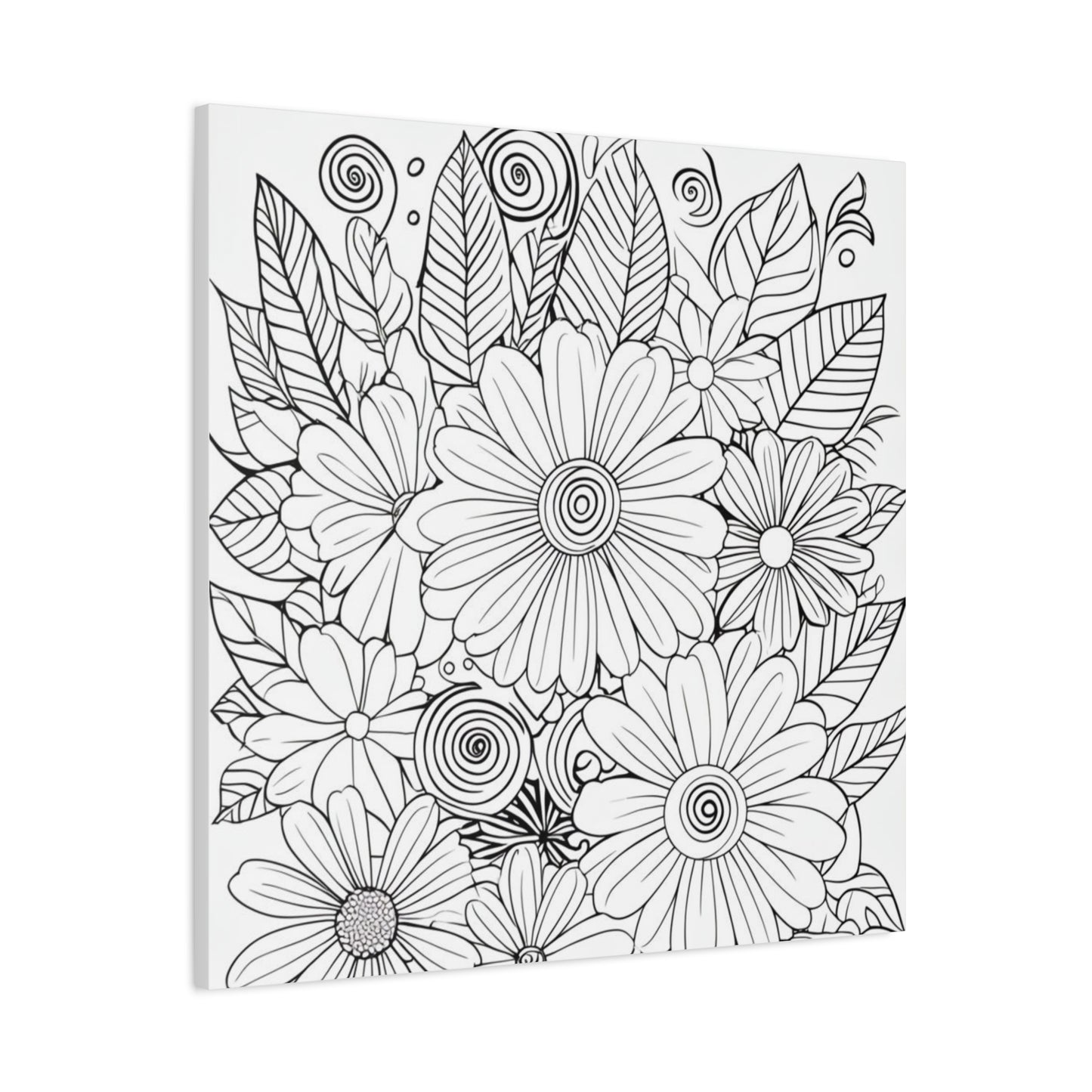 COLOR IT YOURSELF Floral Doodle Canvas Art — Black & White Bouquet Stretched Canvas