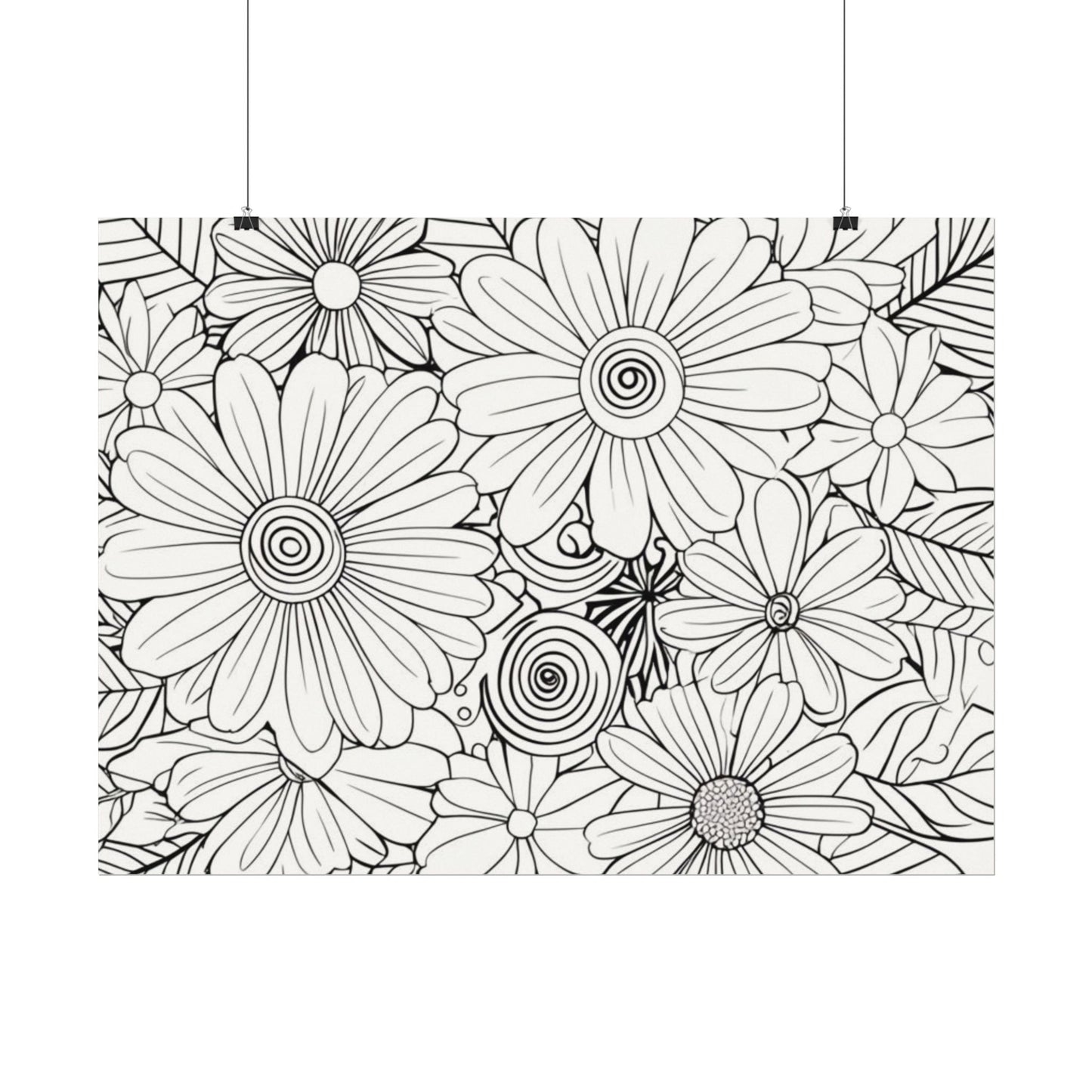 COLOR IT YOURSELF Floral Line Art Poster — Textured Matte Print