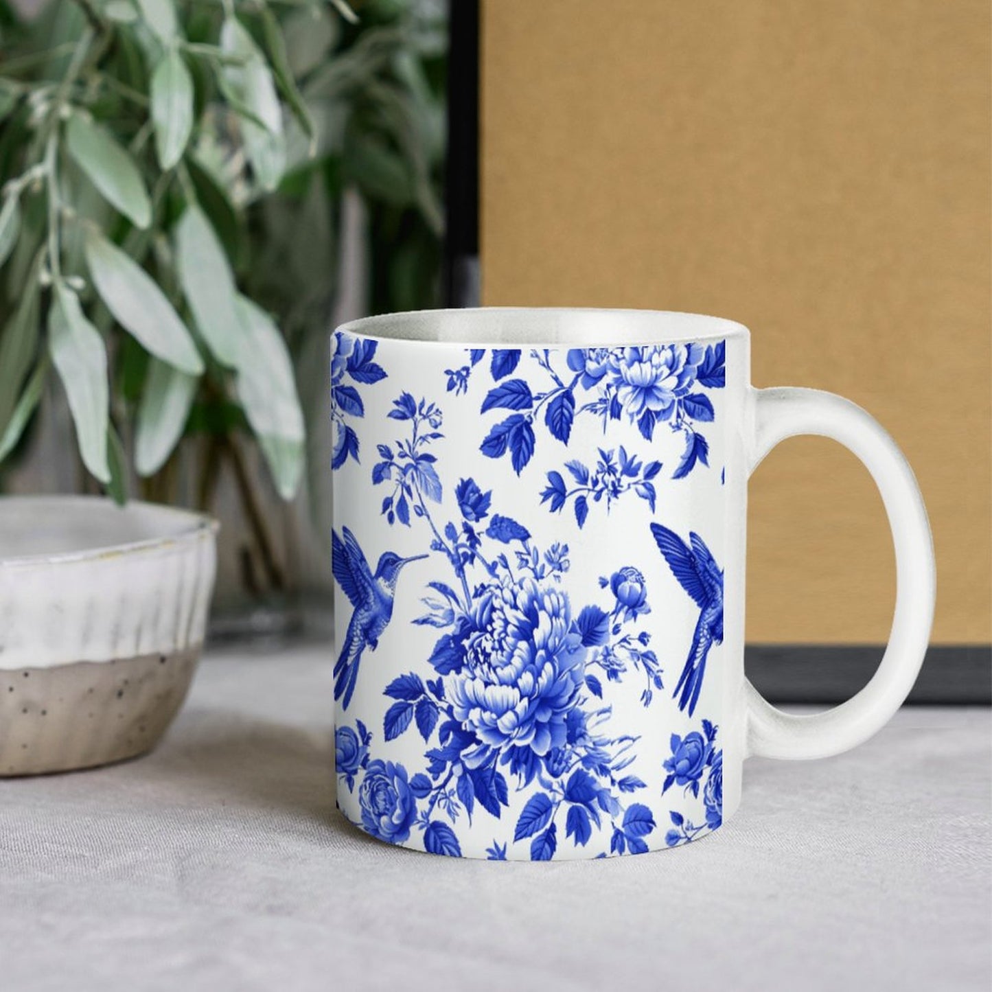 11oz White and Blue Mug