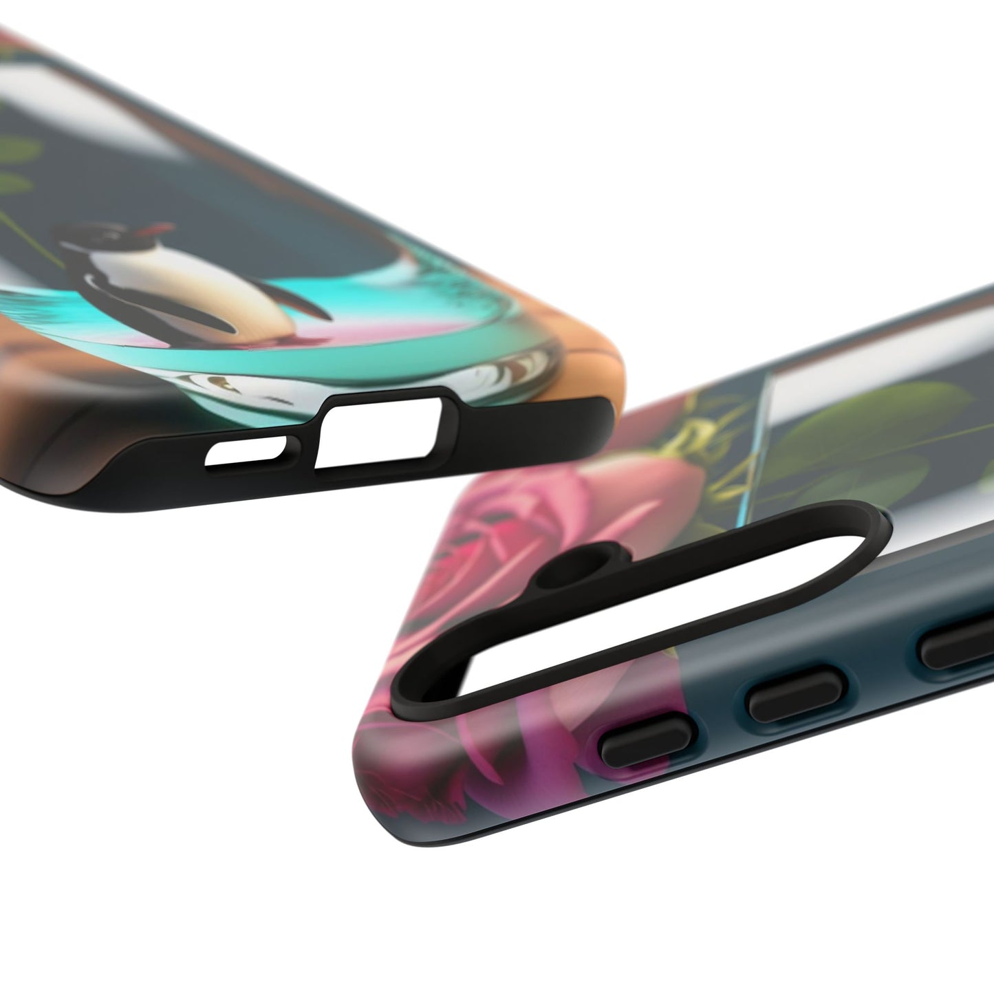 Penguin in a Glass Floral Tough Phone Case — Cute Protective Phone Cover