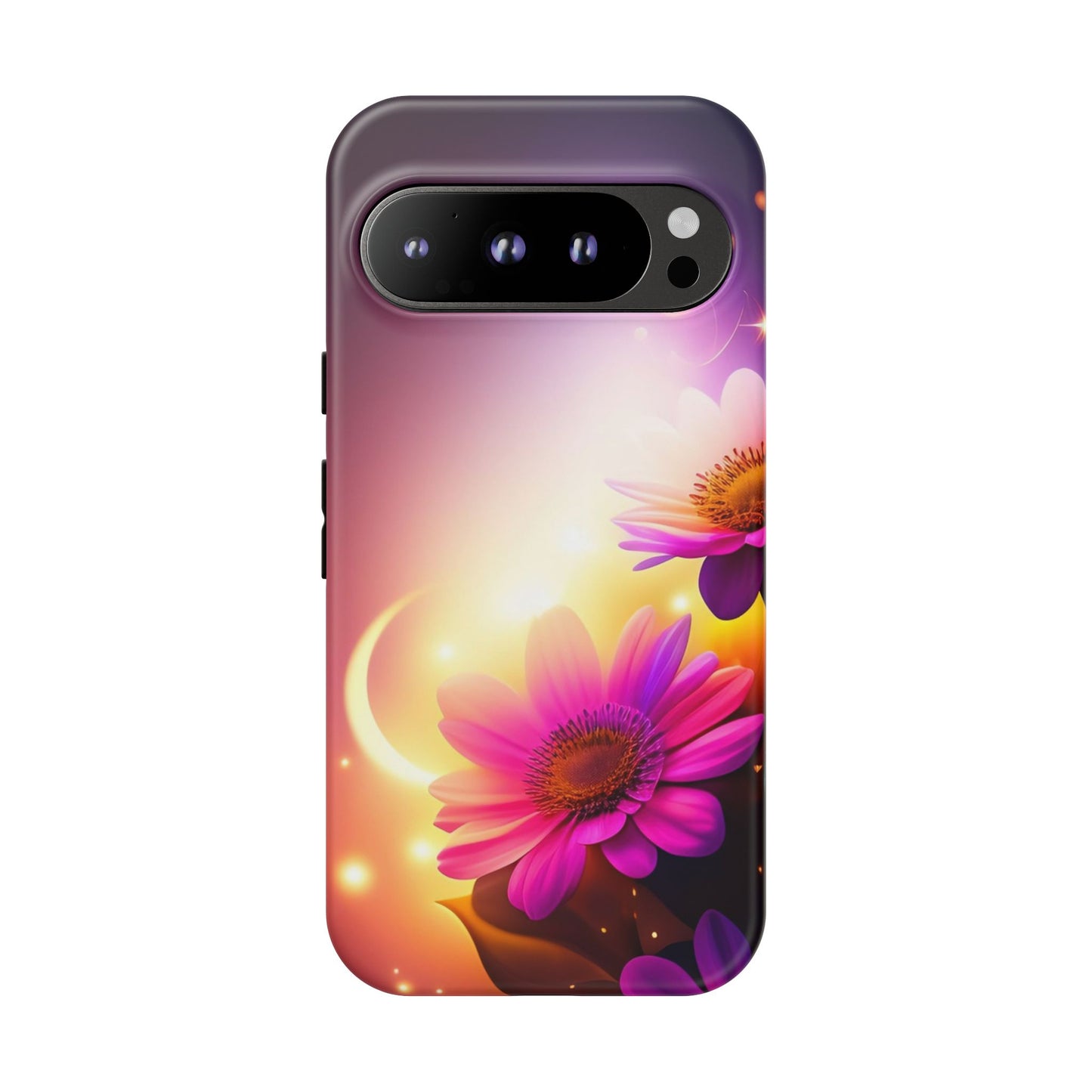 Floral Moonlight Phone Case – Purple Daisy Protective Cover