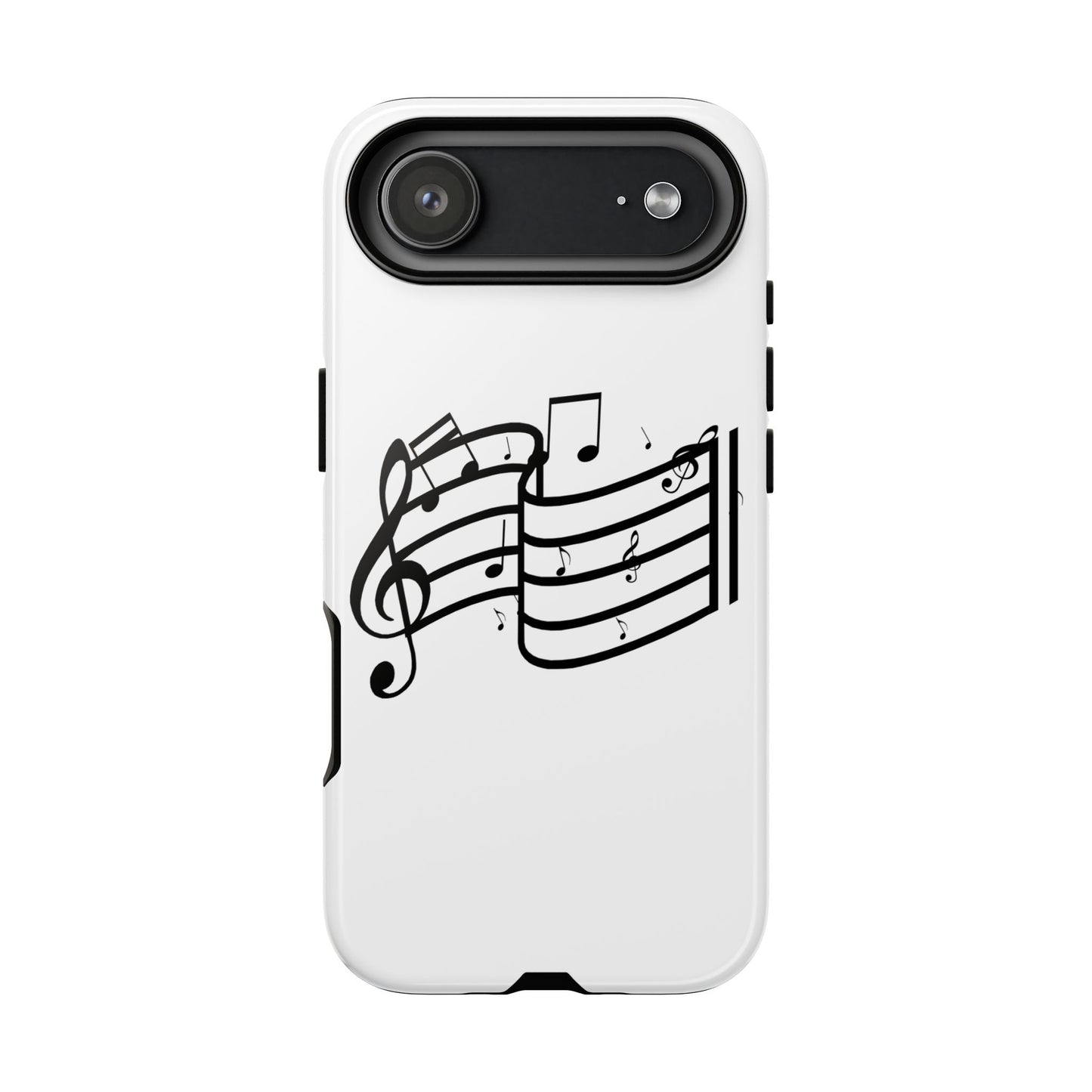 Musical Notes Phone Case — Black Treble Clef Music Staff Tough Case