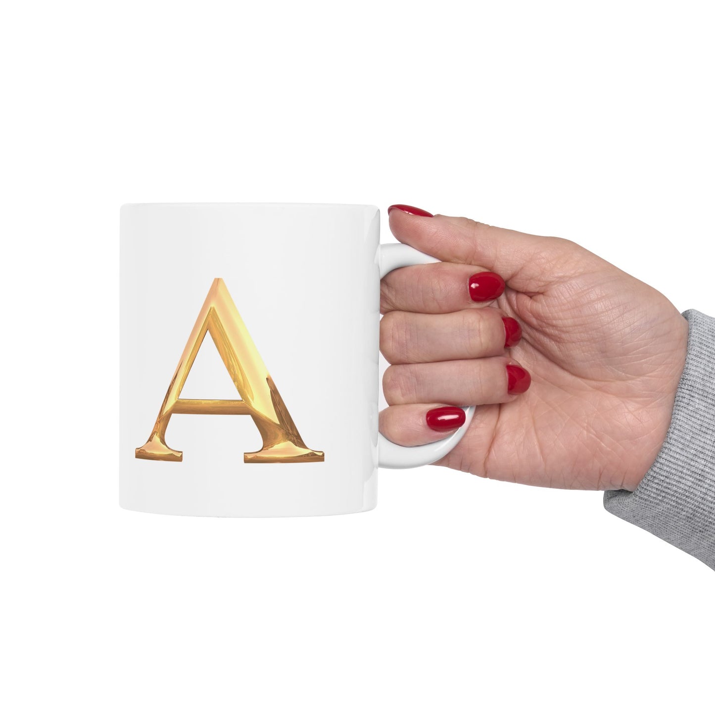 Elegant Golden Letter A Ceramic Mug | Personalized Coffee Cup Letter A