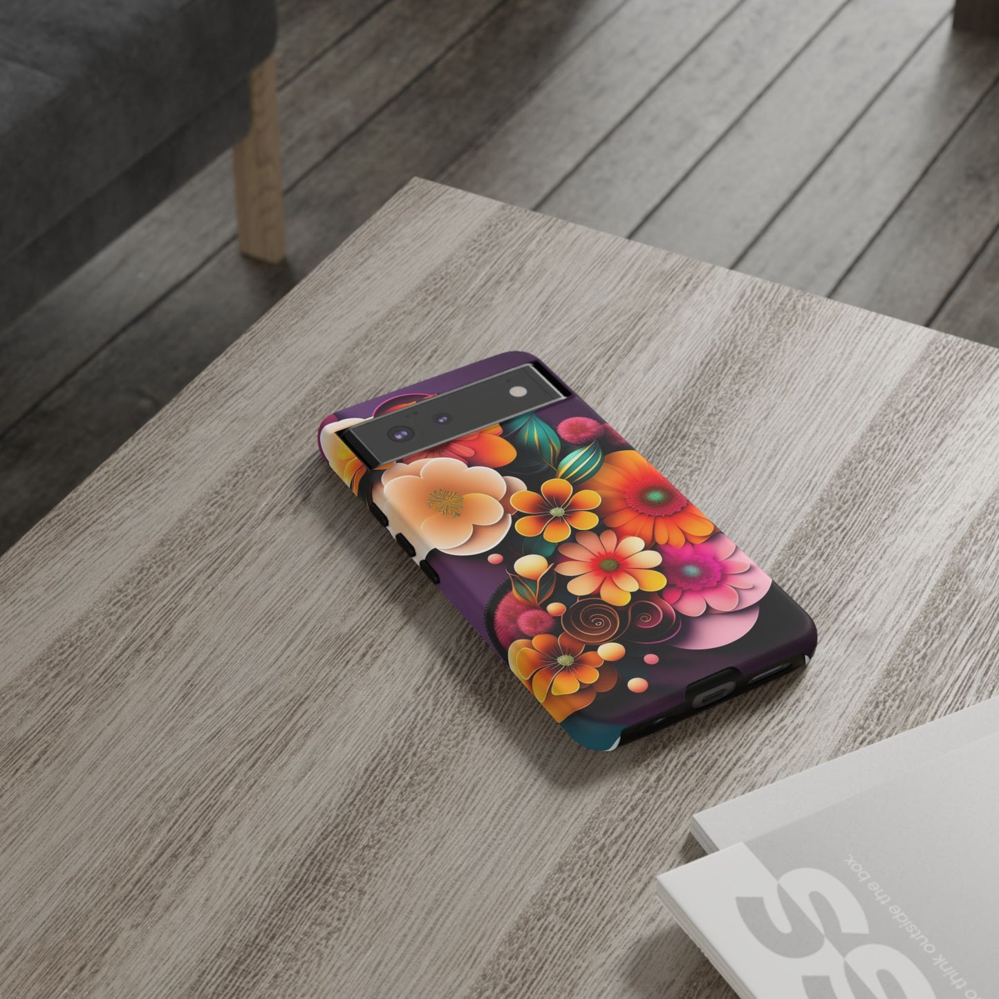 Floral Burst Tough Phone Case — Colorful Retro Flowers Protective Cover