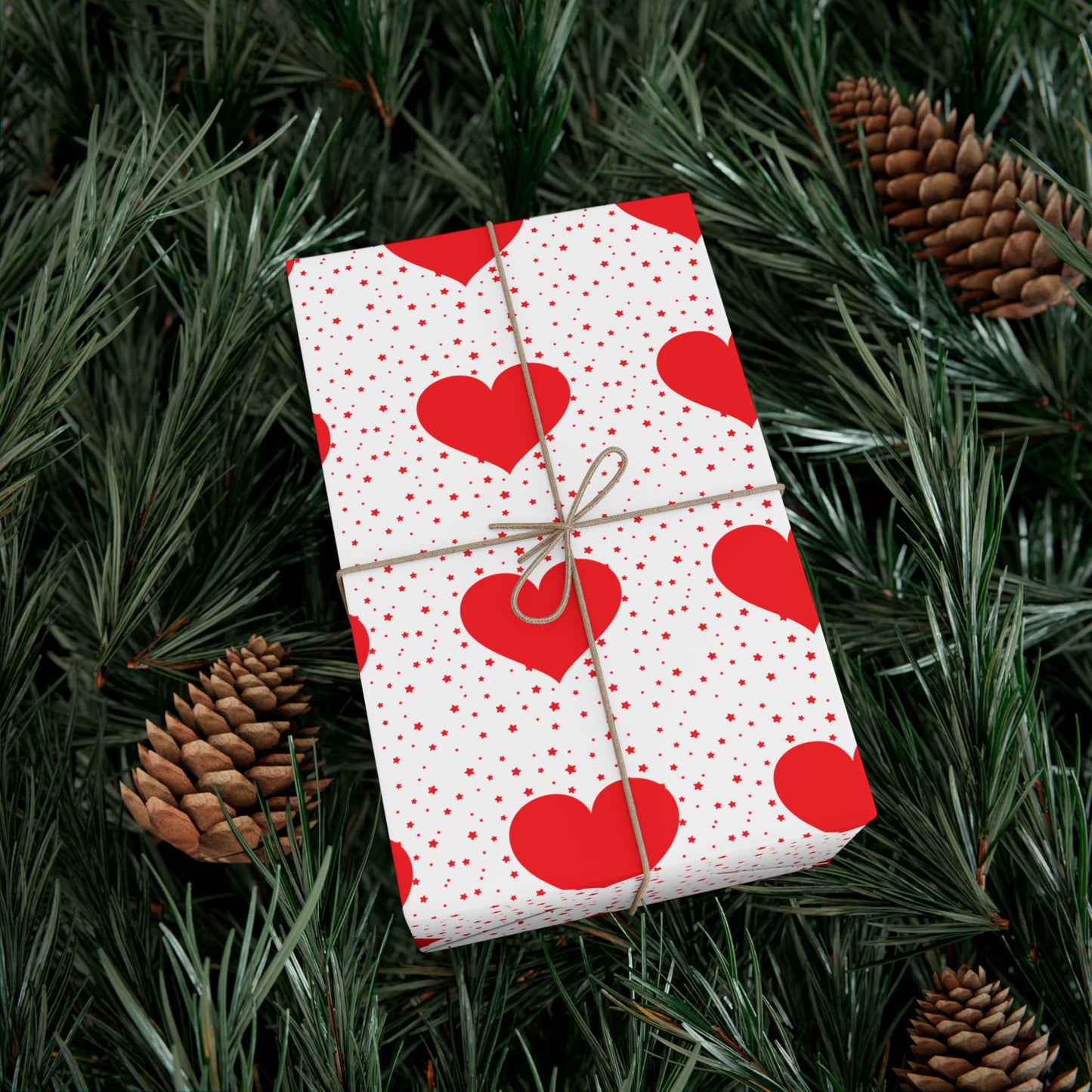 Heart Pattern Gift Wrap Paper — Red Hearts on White for Valentine’s Day & Romantic Gifts