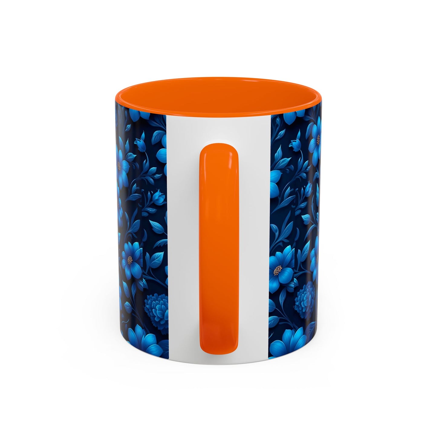 Floral Accent Coffee Mug, Blue Flower Mug, Ceramic Coffee Cup, Gift for Her, Nature-Themed Drinkware, Floral Home Decor, Unique Mug