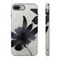 Monochrome Floral Tough Phone Case — Black Ink Flower Protective Cover