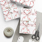 Heart Vine Gift Wrap Paper — Red Romantic Wrapping Sheets for Valentine’s Day & Weddings