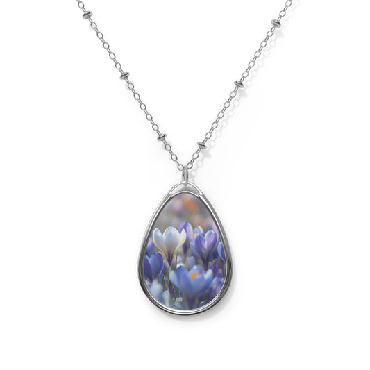 Elegant Oval Necklace with Mandala Pendant