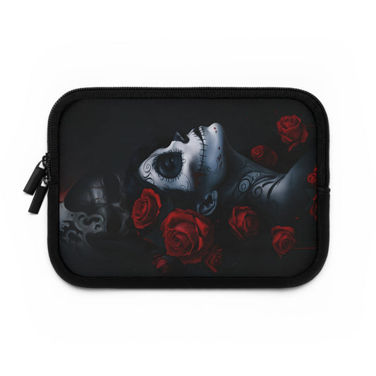 Gothic Rose Laptop Sleeve | Unique Day of the Dead Design | Perfect for Tech Lovers, Gift for Students, Artistic Accessory, Protective Case