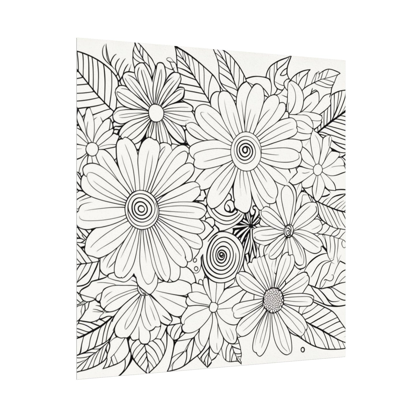 COLOR IT YOURSELF Floral Line Art Poster — Textured Matte Print